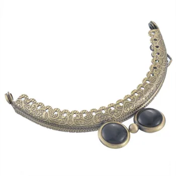 

2Pcs Bronze Tone Purse Bag Metal Arch Frame Kiss Clasps Lock Clips Handbag Handle Black Head 8.9x6.4cm