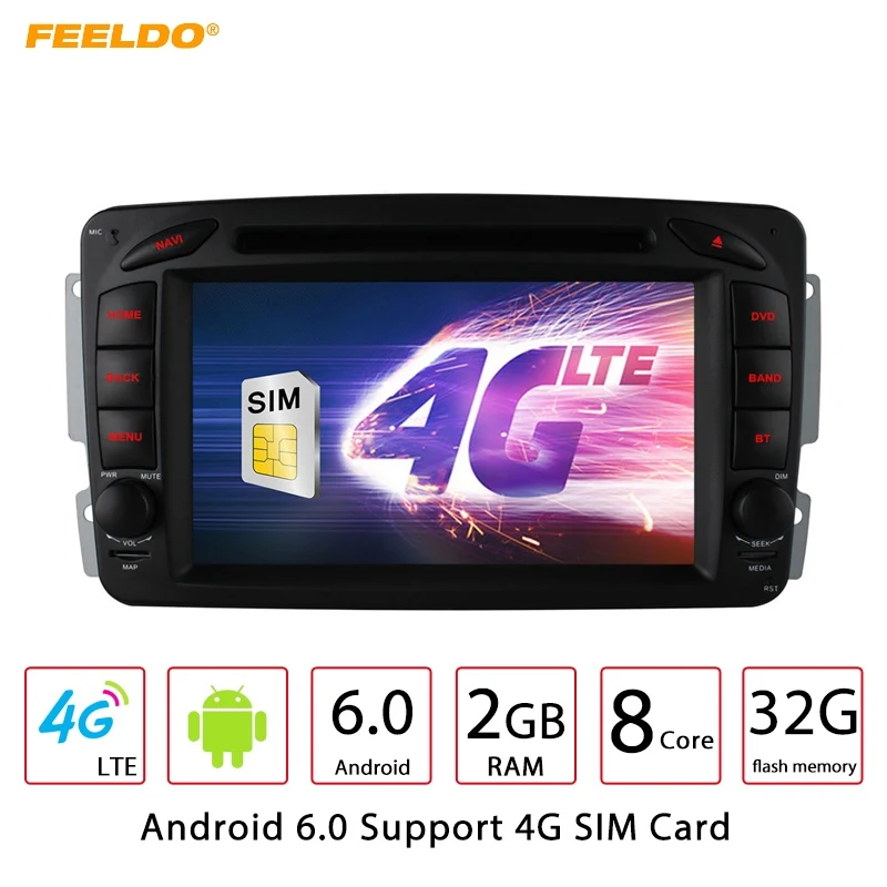 Perfect FEELDO 7" Android 6.0 (64bit) DDR3 2G/16G/4G Car DVD GPS Radio Head Unit For Mercedes Benz Vaneo/Viano/Vito/C-Class W203 #2782 0