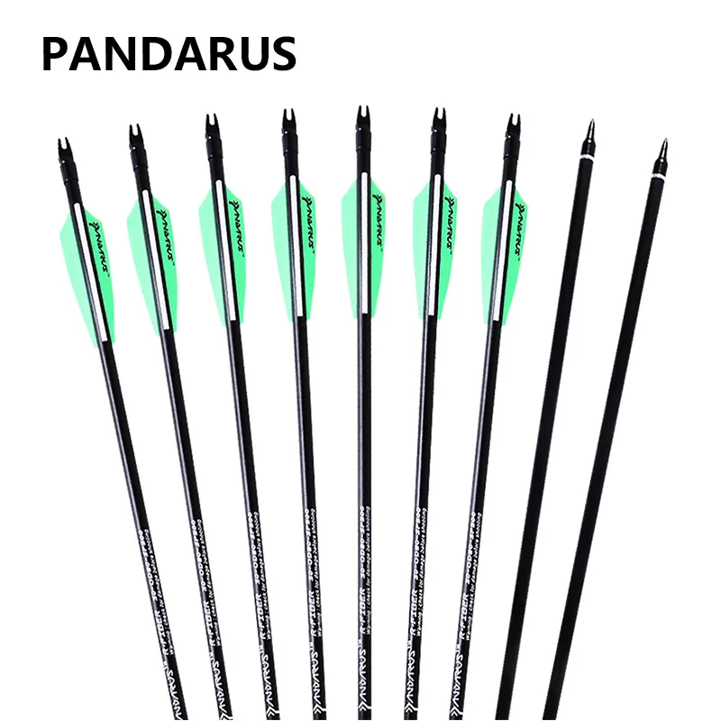 

PANDARUS Archery 30inch 8MM Fiberglass Hunting Practice Arrows With Replaceable Arrowhead Spine 500 for Recurve and Compound Bow