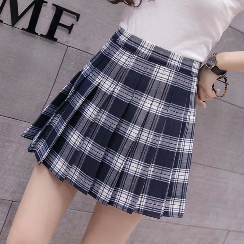 Новые женские летние мини юбки Harajuku Модные клетчатые юбки с высокой талией плиссированные мини юбки женские 8 цветов S-XL