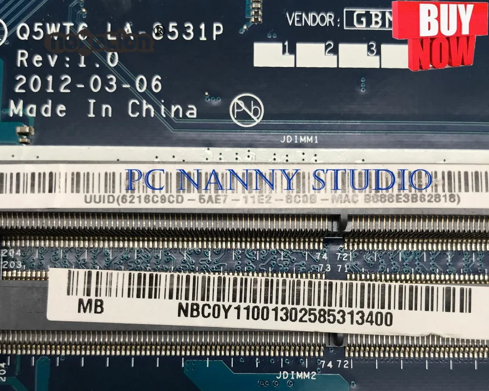placa-mãe do portátil E1-1200 q5wt6 LA-8531P ddr3 testado