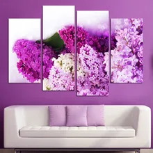 JIE FAZER cópias da lona impressão de ARTE 4 painel lilás HD para a parede da sala de pintura decorativa