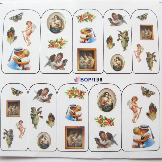 100pcs/lot Free shipping BOP196 199 Cupid Watermark Nail Stickernail stickerwatermark nail