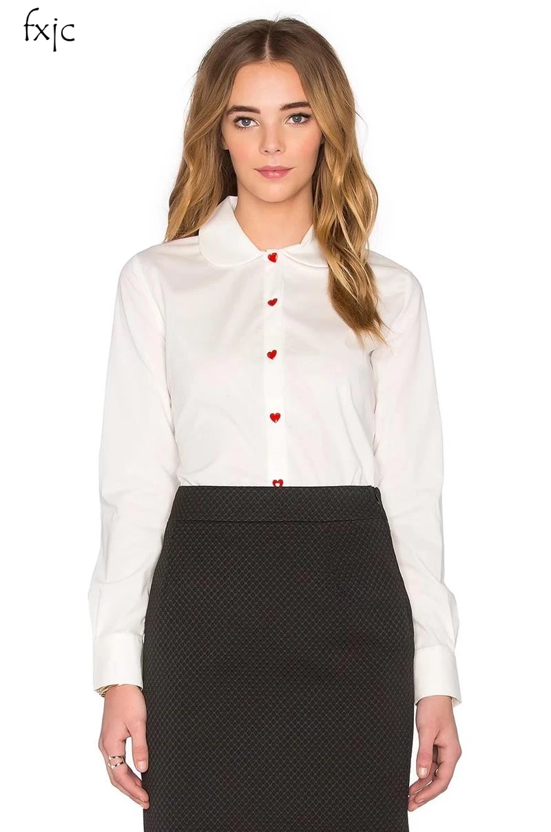 2018 long sleeved fashion new women's long sleeved lapel red shirt in