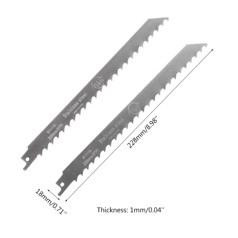 2шт Нержавеющая сталь S1111K 228 мм лезвие для сабельной пилы для резки дерева