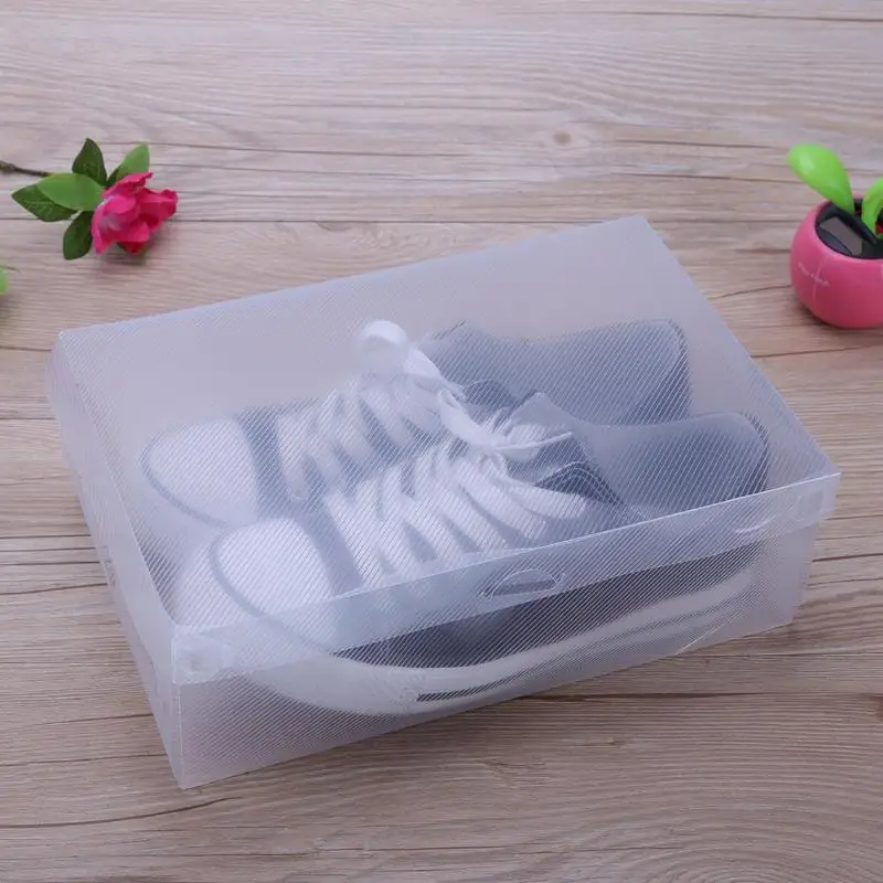 

10pcs Waterproof Dust-proof Plastic Shoes Box Shoe Organizer Transparent Clear Foldable Eco-Friendly Storage Case 28x19x10cm
