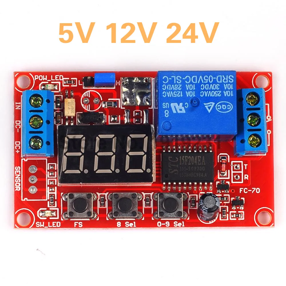 

DC 5V 12V 24V LED Digital display Home Automation Delay Relay Trigger Time Circuit Timer Control Cycle Adjustable Switch Module