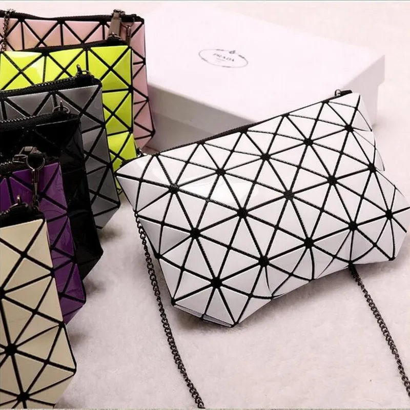 Women Pearl Bag 2016 Geometric Patchwork Diamond Lattice Handbag Famous Brand Fold over Messenger Bag