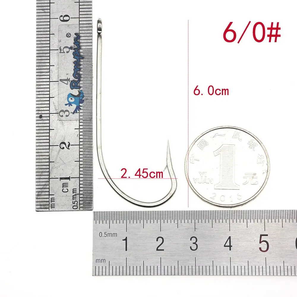 Rompin 50 шт./лот О 'Шонесси 9255 рыболовные крючки из нержавеющей стали с длинным хвостовиком для соленой воды с колючими морскими рыбками джиг Крючки Размер 6#-7/0 - Цвет: size 6I0