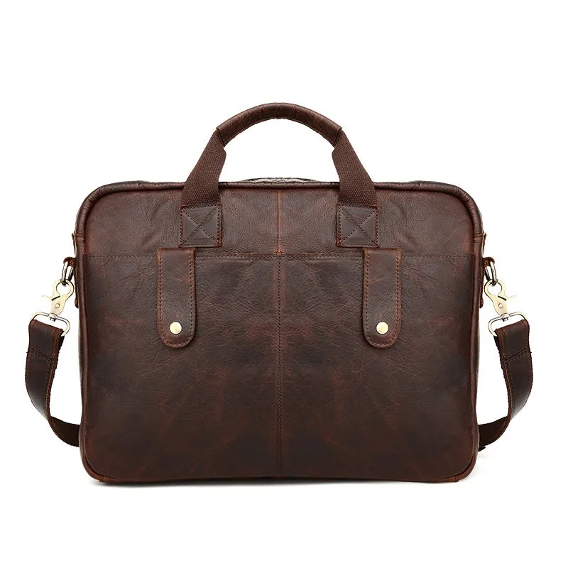 Nesitu Vintage Brown Color Genuine Leather Men Messenger Bags Cowhide 14'' Laptop Bag Man Briefcase Portfolio #M77