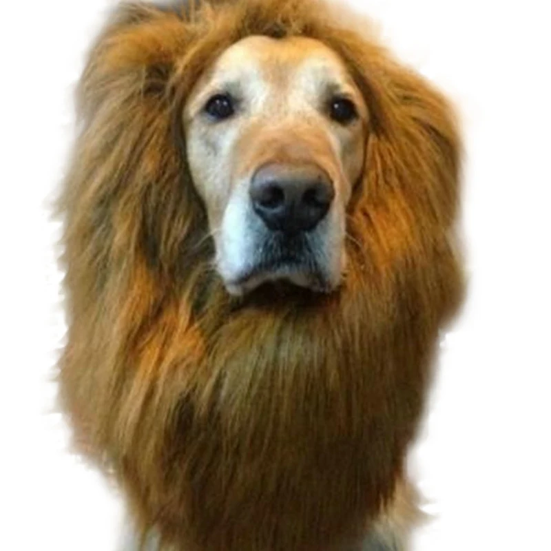 

Lovely Large Dogs Halloween Pet Apparel Cat Fancy Dress Up Clothes Lion Mane Wig H1