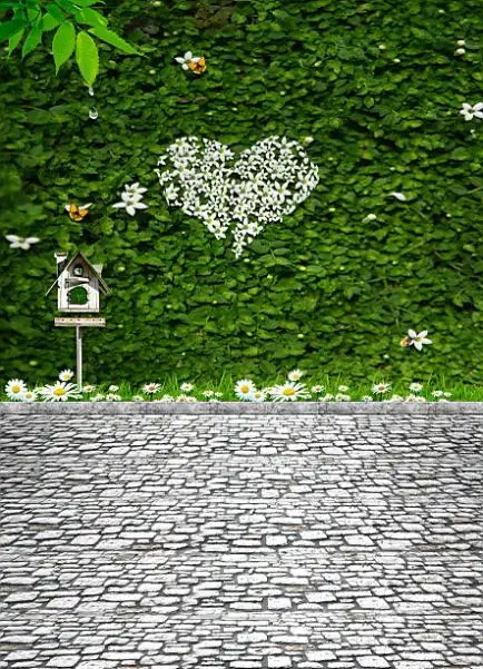 

300CM*200CM(about 10ft*6.5ft)t background Green leaves with flowers butterflies photography vinyl photography backdrop 3049 LK