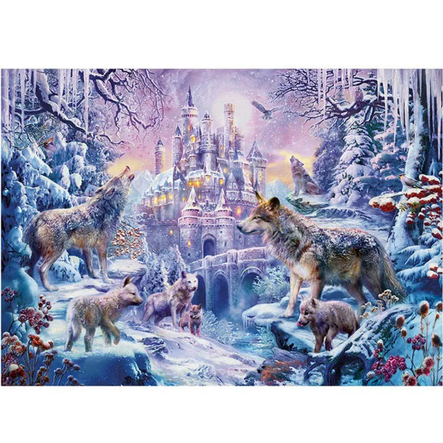 Взрослые 1000 штук Снежный волк пейзаж образовательные головоломки для детей сложные головоломки игрушки ребенок ранняя обучающая игрушка, подарок