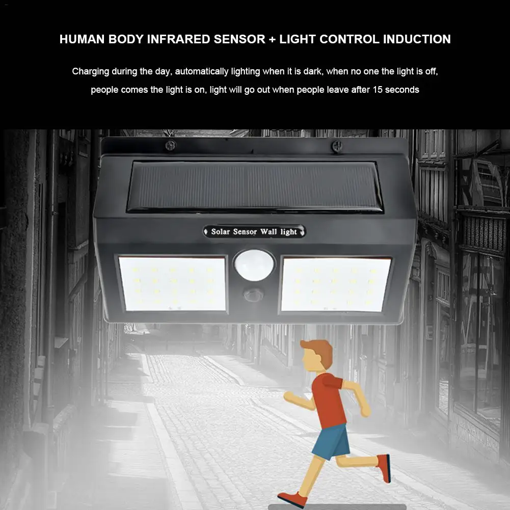 40 LED Outdoor Solar Wall Lamp PIR Motion Sensor Waterproof Light Garden Light Path Emergency Security Light for Garden
