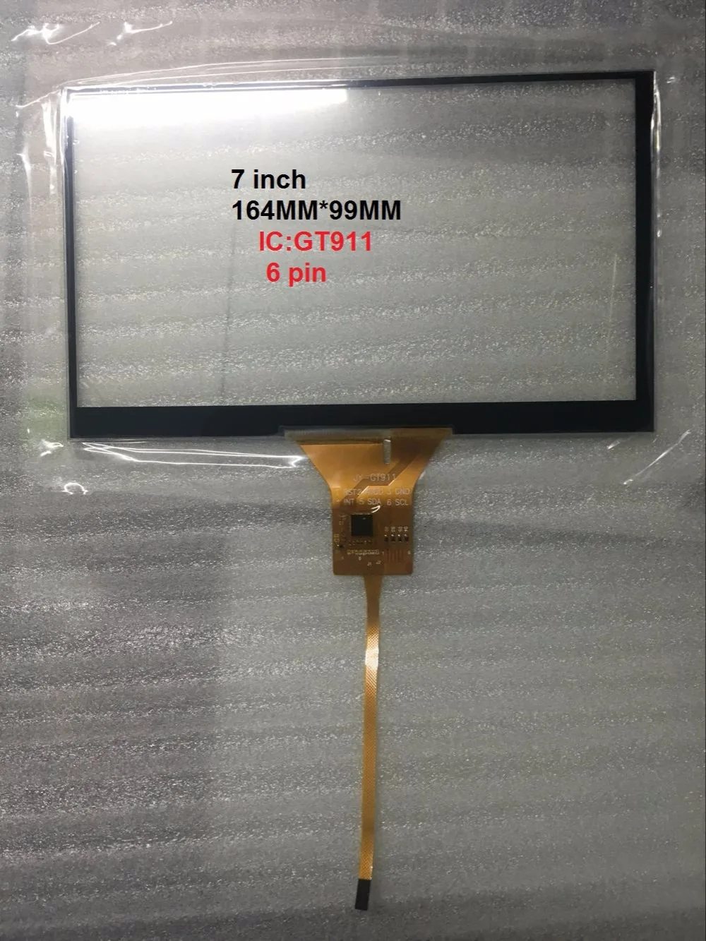 

JY-GT911 7 inch vehicle-mounted navigation capacitive touch screen 164*99 IC:GT911 6 pin DVD car
