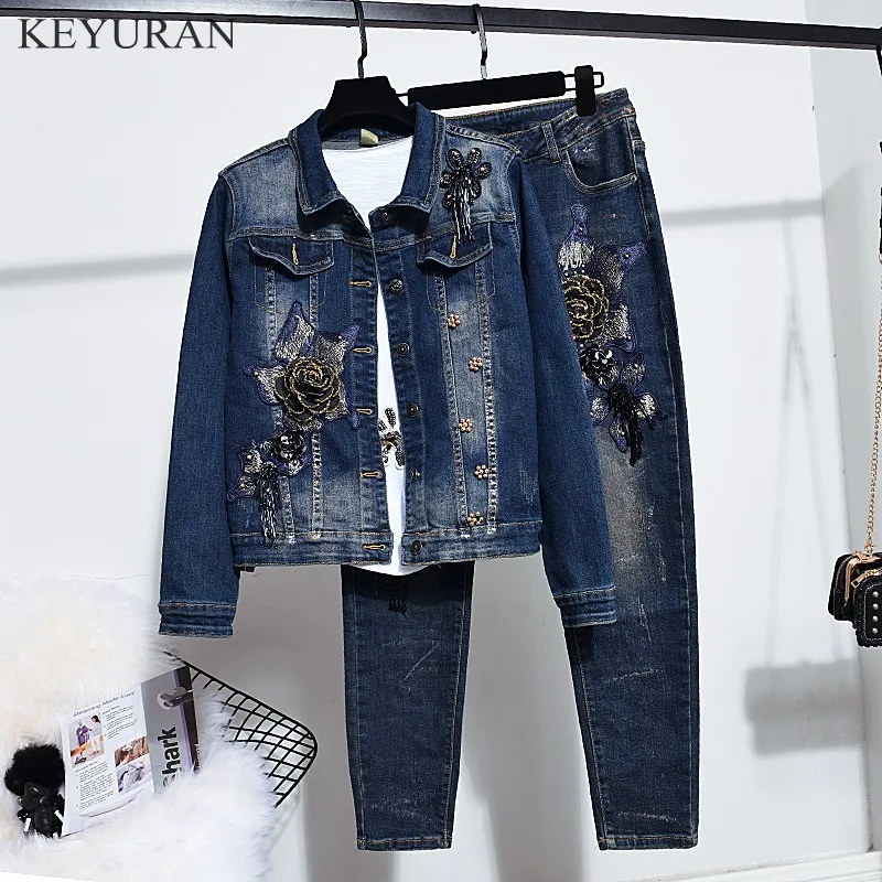 3D Bunga Bordir Jeans 