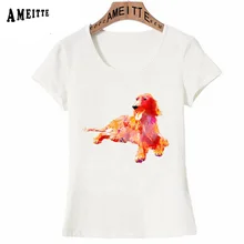 Футболка с красными принтами для собак, в стиле Айриш сеттер, акварельная, с изображением собаки, Новая женская летняя футболка, топы Ameitte Art, футболки, милые футболки для девочек