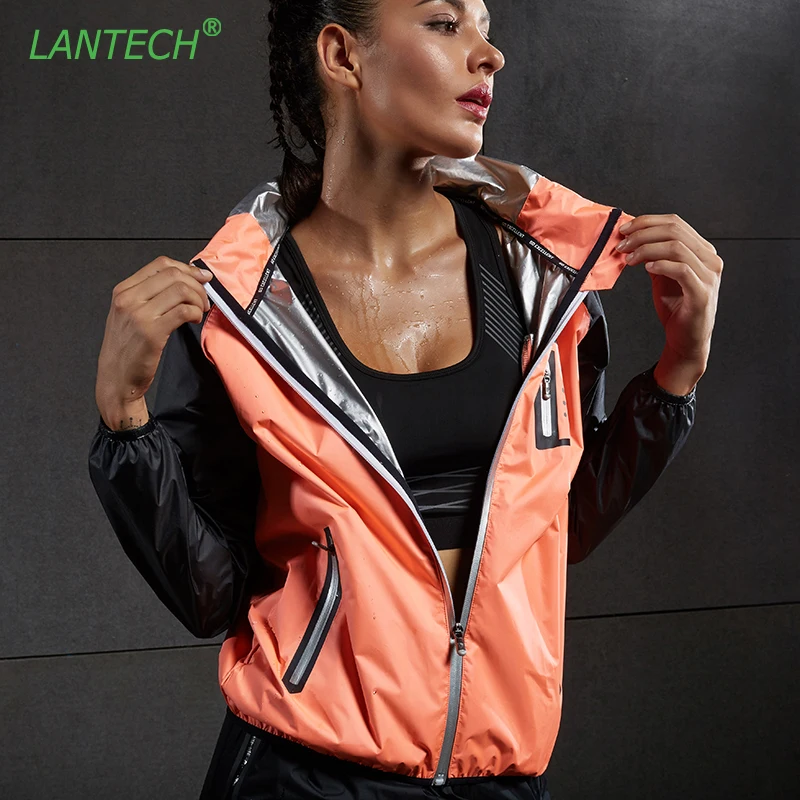 

LANTECH Women Heat Hot Sweat Jacket Running Sports Yoga Sportswear Run Fitness Run Exercise Gym Jacket Clothes Long Sleeve Tops