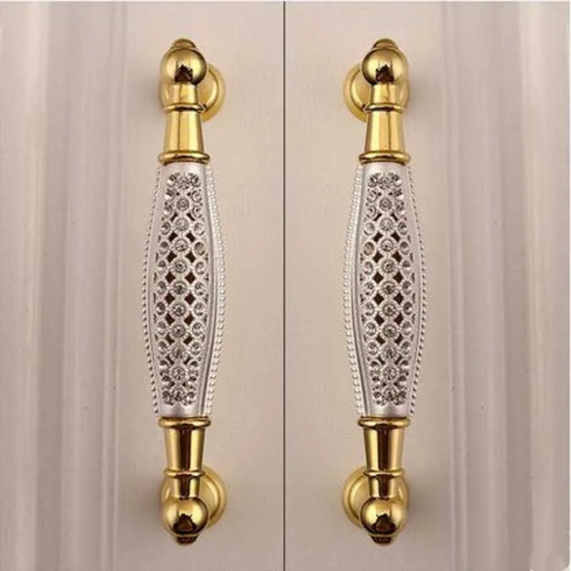 96 ММ делюкс мода 24 К золотые ручки мебели стекла алмаз винный шкаф шкаф дверь потяните k9 кристалл ящик комода ручка(China (Mainland))