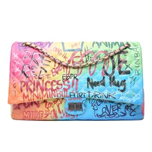 Luxury Designer Super Large 43CM Graffiti Diamond High Quality Pu Leather Travel Crossbody Bags Women Chain Shoulder Tote Bag