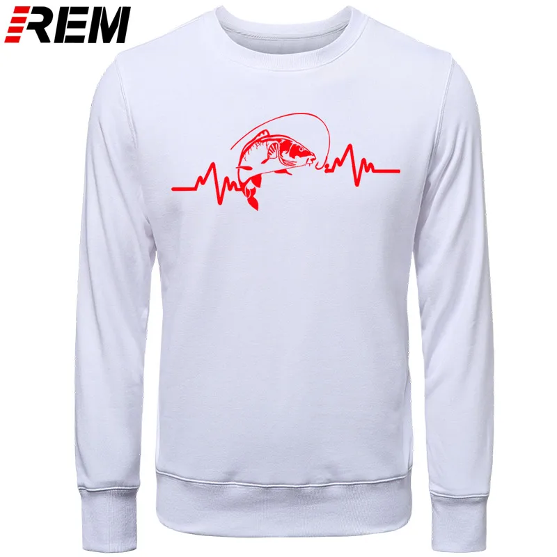 WHITE RED Худи REM, популярная одежда, хлопок, для мужчин, высокое качество, сердцебиение карпа, рыбака, рыбака, приманки, Толстовки, Толстовки - Цвет: WHITE RED