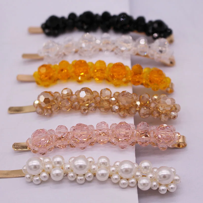 

2 pc Pair New Fashion Crystal Beads Pearl Hair Clip Handmade Flower Hair Pin Hair Accessories Hair Jewelry