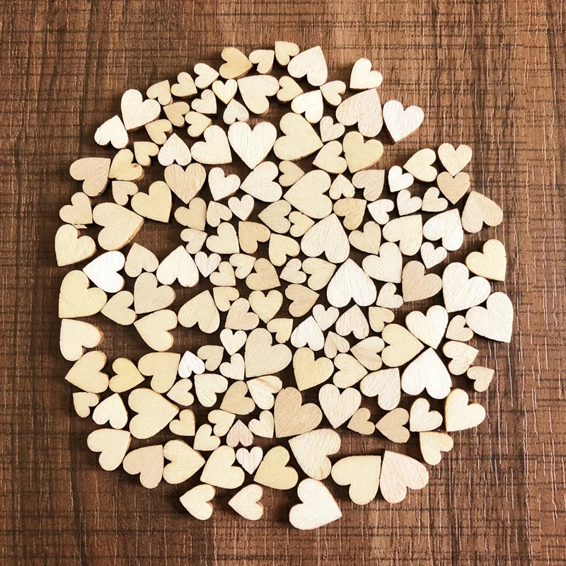 100pcs DIY Rustic Wood Wooden Love Heart Wedding Table Supplies Scatter Craft