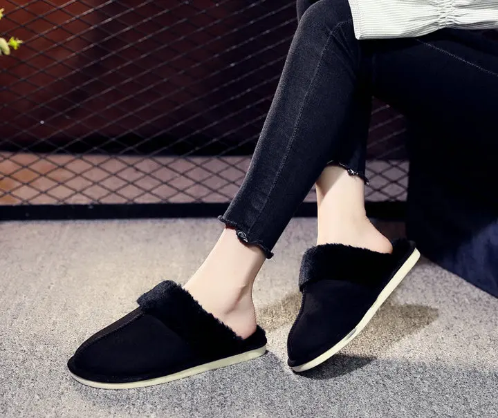 New Arrival Durable Home Slippers Unisex Micro Suede Upper Sheepskin Warm Comfortable Fur Plush Winter Slippers (21)