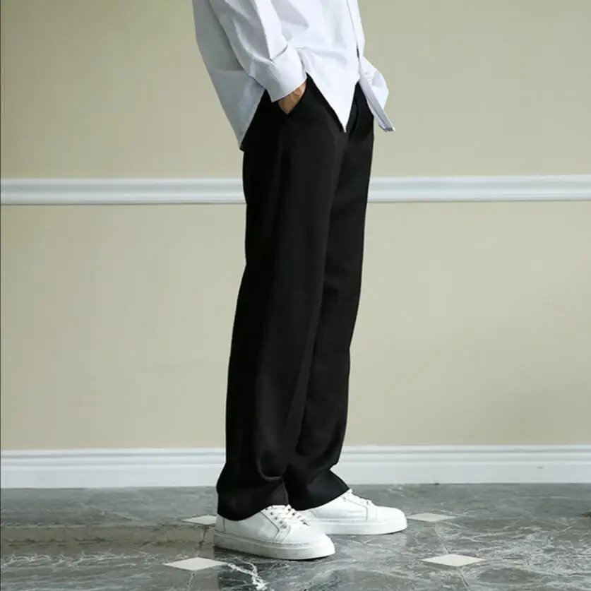 2019 New Designer wide leg pants men's Vintage straight pants trousers Korean version of loose