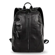 Мужской однотонный рюкзак из натуральной кожи, большой рюкзак с двойной молнией, рюкзак для путешествий, классический черный рюкзак унисекс, походные рюкзаки