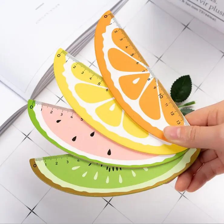 Новинка 15 см 6 дюймов Kawaii фрукты лимон Kiwifruit деревянные студенческие линейка прямая математическая Геометрия школьные канцелярские