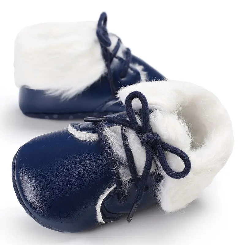 Детская обувь для отдыха для первых ходунков плюс кашемировые теплые сапоги из искусственной кожи нескользящая подошва детская обувь 0-18 м