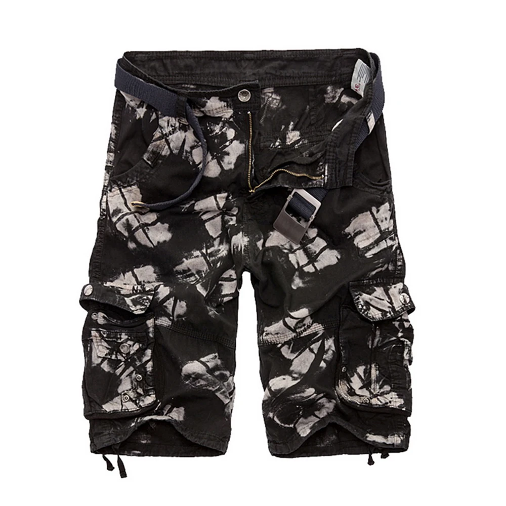 Sfit, летние мужские камуфляжные шорты Карго, Homme, свободные, много карманов, для тренировок, хлопковые повседневные спортивные шорты в уличном стиле, пляжные шорты - Цвет: Camouflage Black