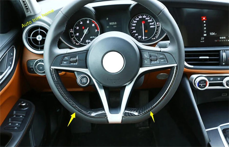 

LAPETUS Interior Refit Kit For Alfa Romeo Stelvio 2017 - 2020 ABS Auto Steering Wheel Strip Lid Cover Trim / Carbon Fiber Style