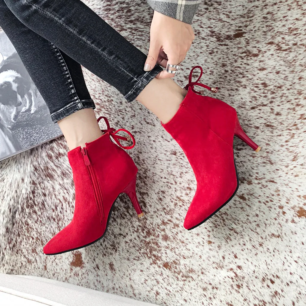 

Winter Shoes Women thin high Heel Boots 2019 Hot New Autumn Early Fashion Women's Boots Brand Woman Ankle Botas solid #628g35