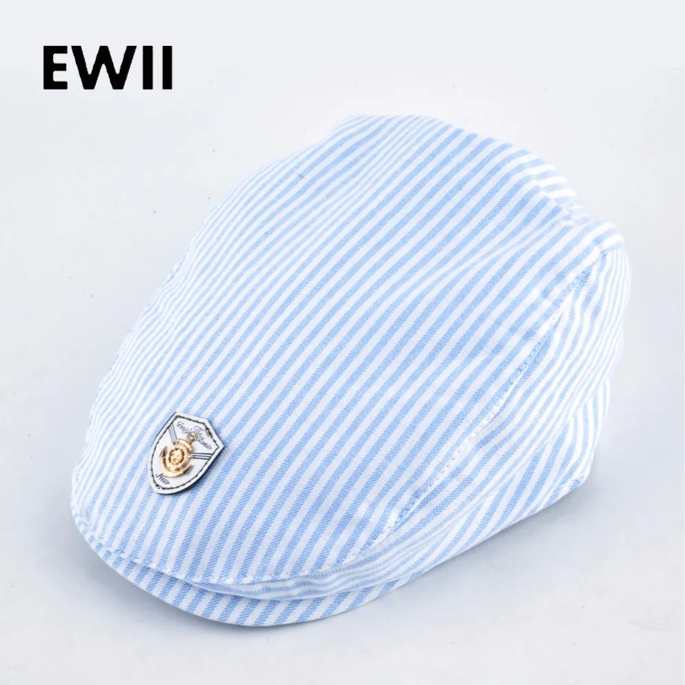 

2017 Spring and autumn kids beret hats for boy cotton newsboy cap boina girl leisure striped hat bone child flat caps feminino