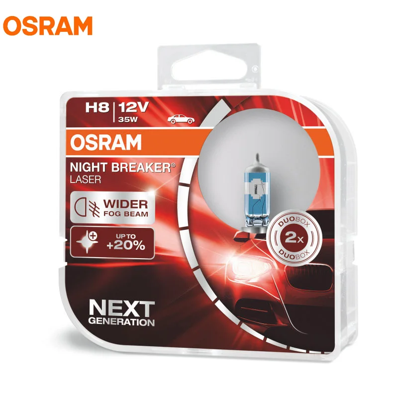 Лампа Ксеноновая OSRAM H8 12В 55 Вт Night breaker лазерной следующего поколения автомобильные галогеновые фары, противотуманные фары, лампы+ 150 ярче 64212NL, 2X