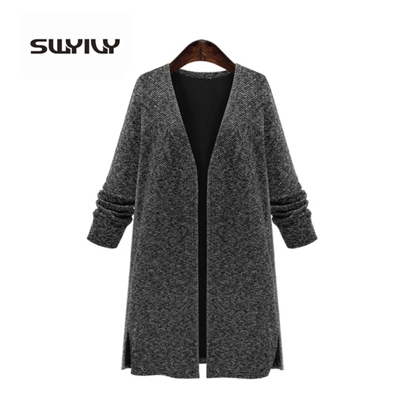 SWYIVY Cardigans Knitted black autumn Plus Size 5XL Women Sweater Cardigan Women 4XL Cardigan