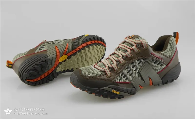 Новое поступление Merrell Мужская Уличная походная обувь, коричневая кожа с сетчатым верхом