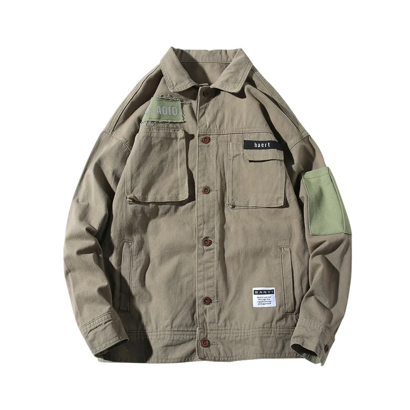 

2019 Spring Men's Cargo Hip-hop Jacket Coat Men's Solid Camouflage Streetwear Army Air Force Jacket Male Label Bomber Jacket