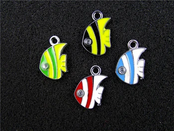 

AE630 Mix Color 100Pcs Alloy Metal Enamel Fish Charms Pendant 21x20mm