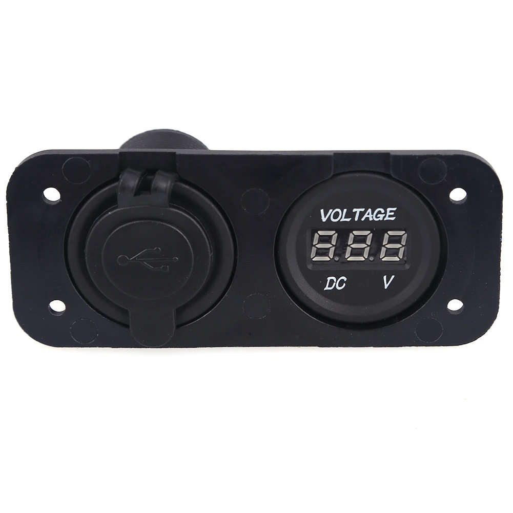 USB светодиодный цифровой вольтметр для автомобиля DC12V 24V мотоцикла 5v 2.1A/1A