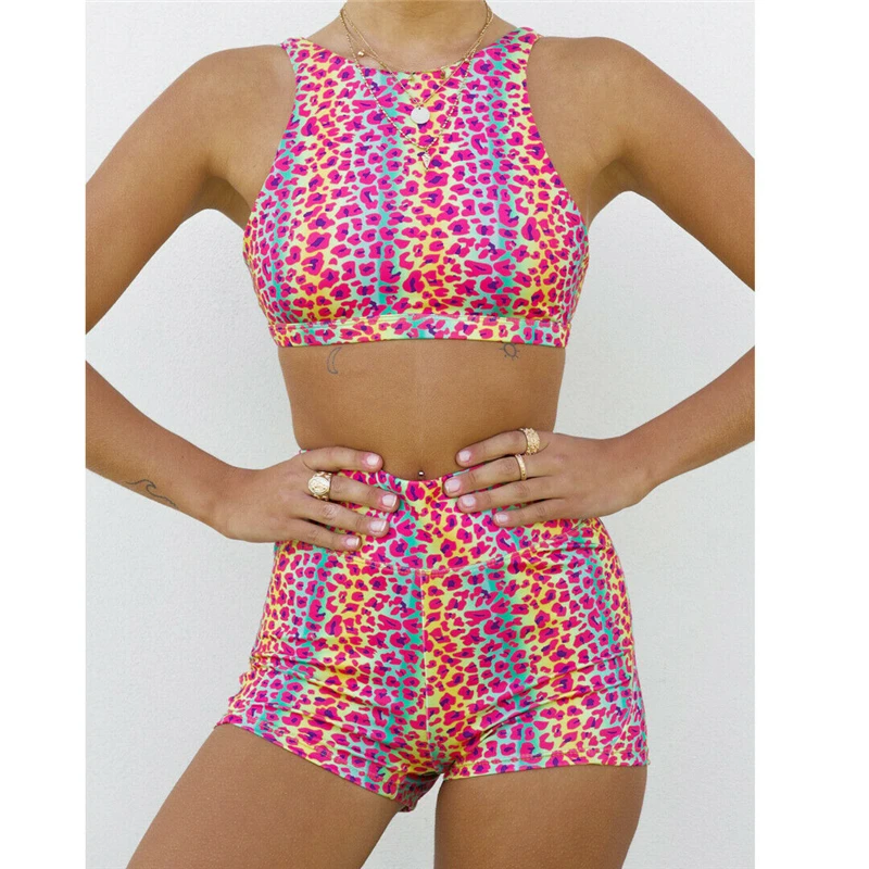 

Summer Two Piece Set Womens Set Leopard Print Short Sets For Women Track Suit Women Clothes Casual Outfits Conjunto Femenino