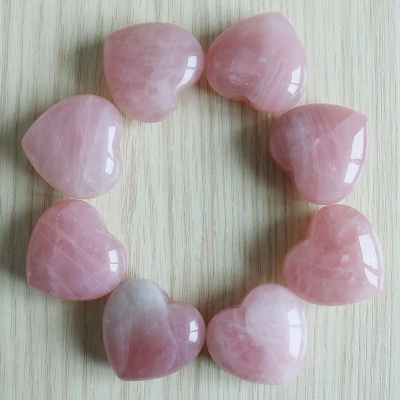 

40mm Natural Pink Quartz Crystal Love Heart Shape Stone Healing beads for jewelry making free shipping