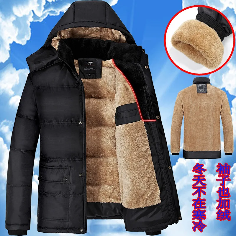 

2017 Large Size M-6XL 7XL 8XL 9XL Middle-aged Winter Jacket For 130KG Parka Long Warm Thick Padded Coats men Hooded Jackets Men