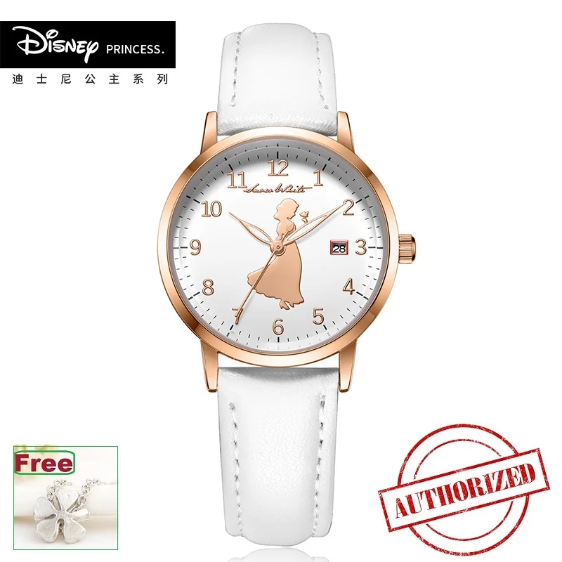 

Disney's official Genuine SNOW WHITE womenTop Brand leather srtap Luxury Casual Clock Ladies WristWatch Relogio Feminino Gift