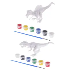 2 шт. Динозавры юрского периода живопись ремесло Модель граффити DIY игрушка для детей подарок на день рождения-Spinosaurus & T-Rex