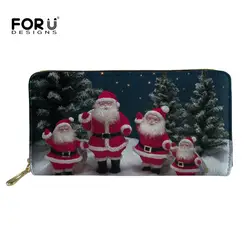 FORUDESIGNS/Merry для рождественской вечеринки 2018 бумажник Для женщин долгого путешествия кожа Для женщин кошелек Санта Клаус принты