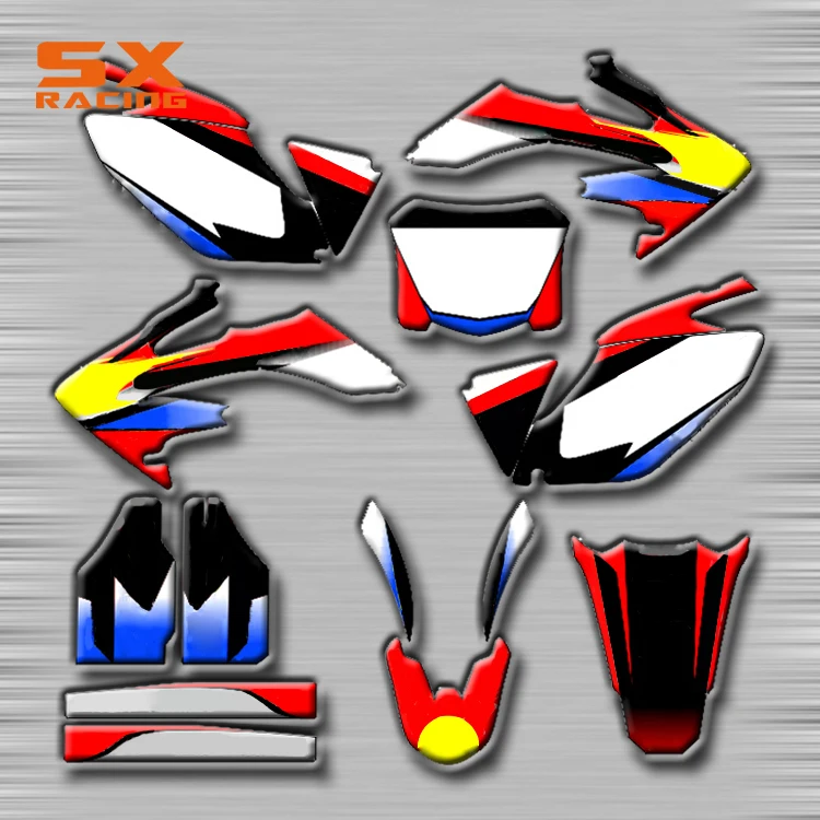 

Motorcycle Decals Customize Pattern Custom Made Stickers Set For HONDA CRF250R CR125R CR250R CR500R CRF450R XR400R XR600 XR650