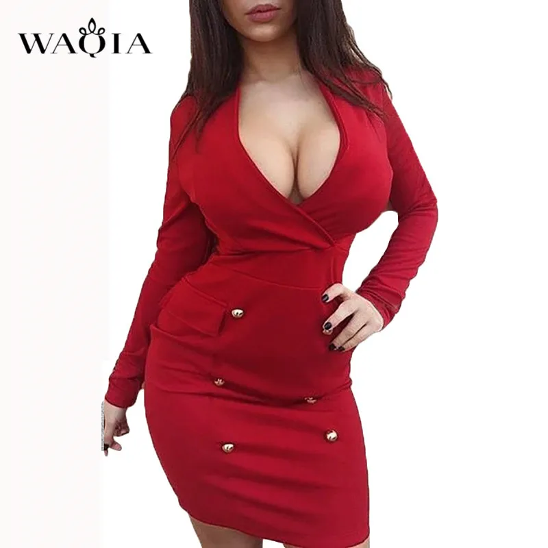 WAQIA элегантное весна лето 2019 новое сексуальное платье женское повседневное
